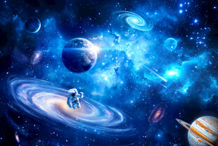 太空星球宇宙漩涡宇航员银河背景