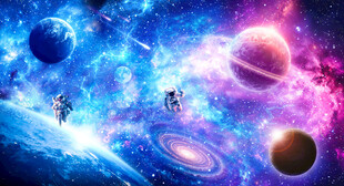 太空宇航员星球璀璨宇宙星空背景