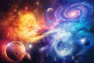 宇宙星空太空漫步漩涡星球背景墙