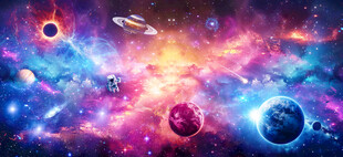 宇宙星球五彩星空太空宇航员背景