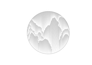 圆形山水浮雕图案