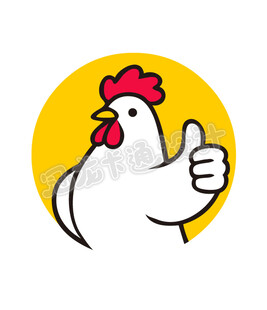 卡通汉堡店公鸡点赞形象