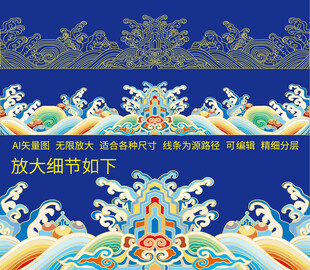 传统纹理海水江崖纹龙袍官服刺绣