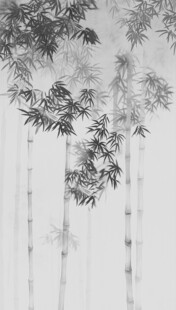 玄关新中式水墨竹子装饰画