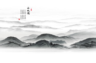 中式屏风山水画