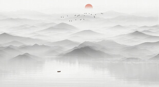 新中式水墨山水画
