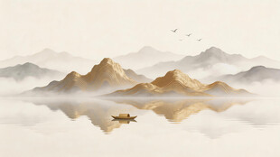 金色山水画