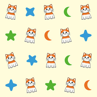 小猫家纺印花四方连续图案