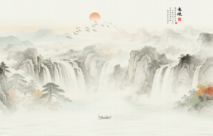 水墨禅意山水画
