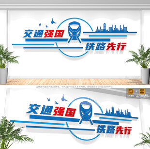 交通强国铁路先行文化墙
