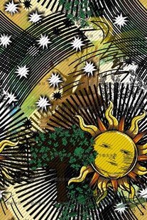 奇幻太阳与星空艺术画作