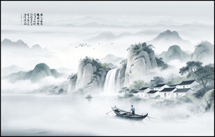 新中式水墨山水画