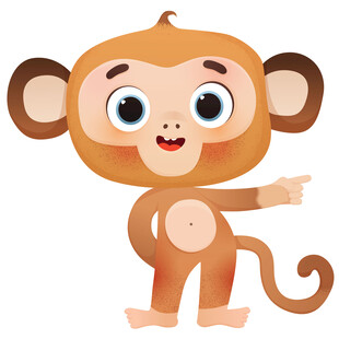 可爱小猴子吉祥物卡通动物插画