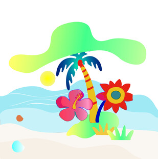 手绘矢量图插画设计海上植物