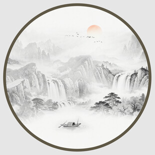 圆形山水画