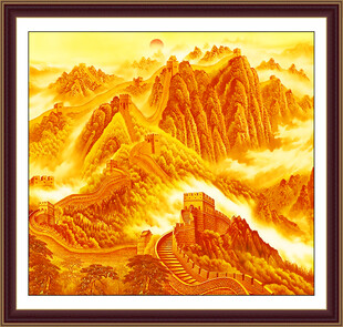 金色万里长城风景壁画