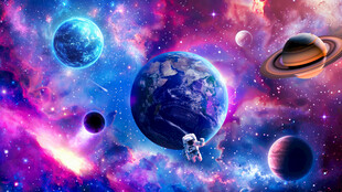 梦幻宇宙星空太空星球银河背景墙