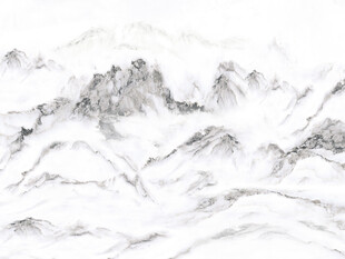 白底水墨山水意境山脉背景图画