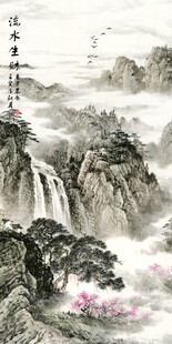 水墨山水间的诗意景致电视背景