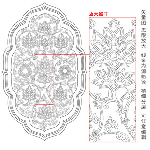 传统吉祥纹样海棠式宝相缠枝莲纹