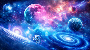 璀璨银河宇宙漩涡黑洞星球背景墙