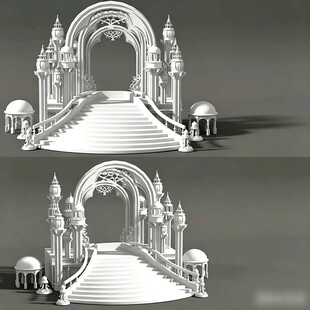 梦幻欧式城堡拱门3D模型