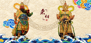 韦陀关公古风装饰画