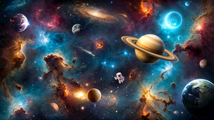 璀璨星云宇宙星球外太空银河背景