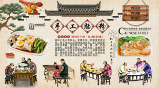 手工肠粉背景墙