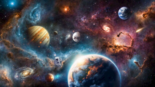 穿梭璀璨银河宇宙星球外太空背景