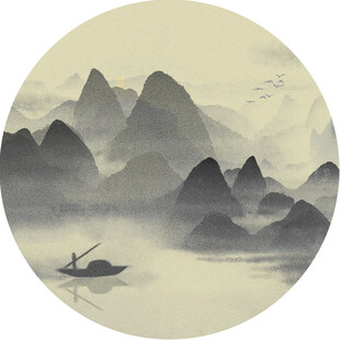 水墨山水间的孤舟意境