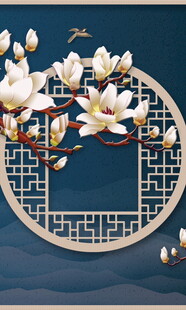 中式古典梅花窗棂装饰图
