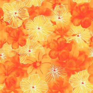 数码印花 手绘花朵