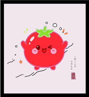手绘矢量图可爱番茄卡通形象插画