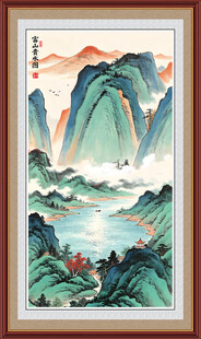 山水画招财画富山贵水图竖版