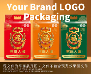 鎏金钻石福字大米包装设计