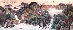 聚宝盆风水画旭日东升