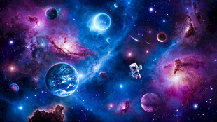 太空星球宇航员星空宇宙漩涡背景