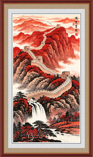 鸿运大头山水画长城客厅画竖版
