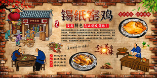 锡纸窑鸡背景墙
