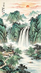青绿山水国画装饰画