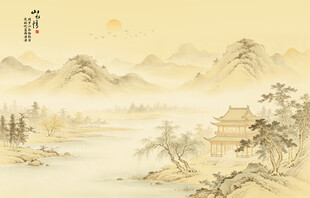 宋氏美学山水背景墙壁布墙纸