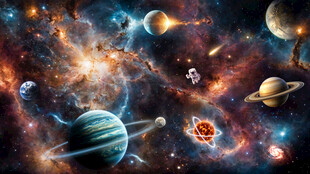 梦幻宇宙星云太空宇航员星球背景