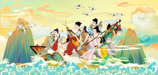 端午龙舟竞渡热闹场景