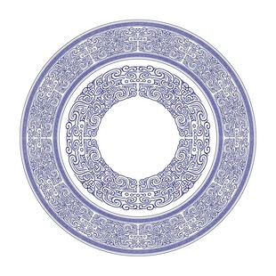 青花瓷青铜器盘纹饰边框无缝纹样