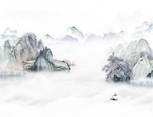简约意境山水中式壁画