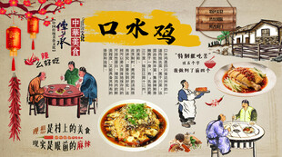口水鸡背景墙