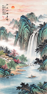 迎客松山水画壁画