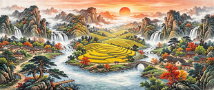 山水国画风景图