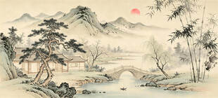 中式意境山水画